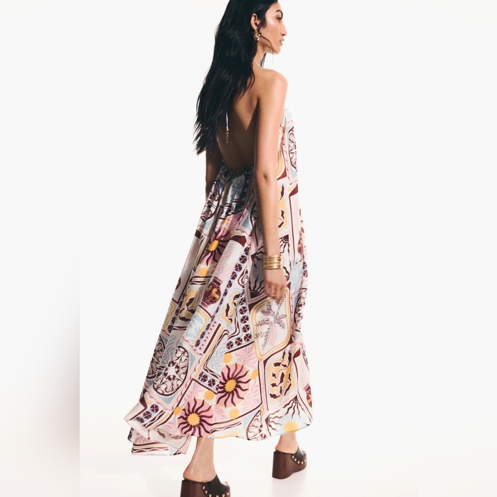 H&M Voliminous Maxi Dress Cream Patterned BNWT